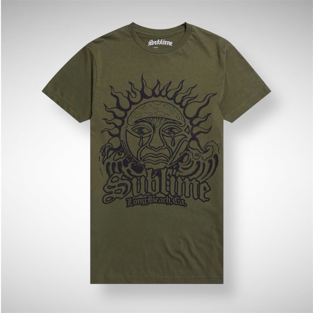 Sublime Crying Sun T-Shirt | Army Green | Long Beach California | Reggae Music